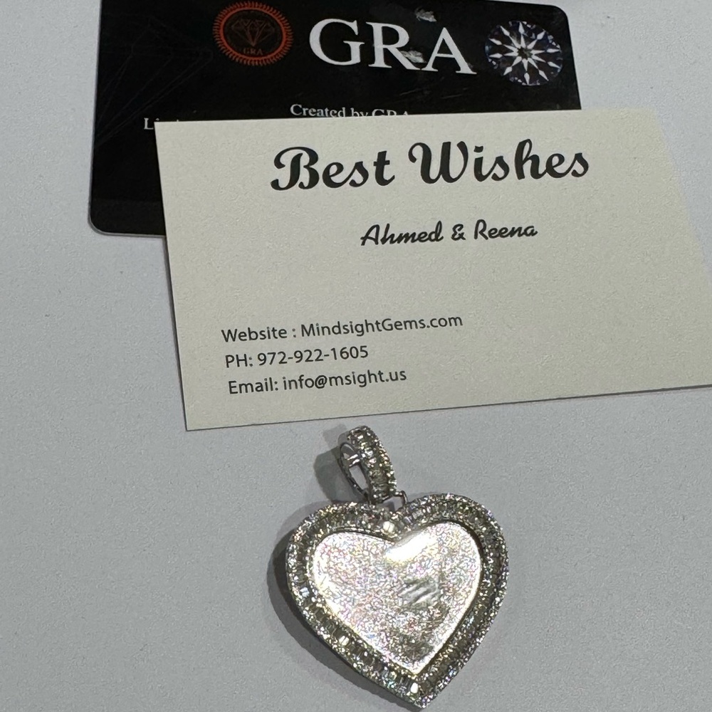 VVS Diamond Heart Memory Picture Pendant, Memorial Keepsake Jewelry Memory Charm - Picture 9 of 9